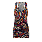 Luckeladybug vibrant ethnic style dress for women racerback design with colorful circular patterns