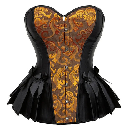 Elegant Victorian corset top for women featuring ornate patterns and stylish bows
