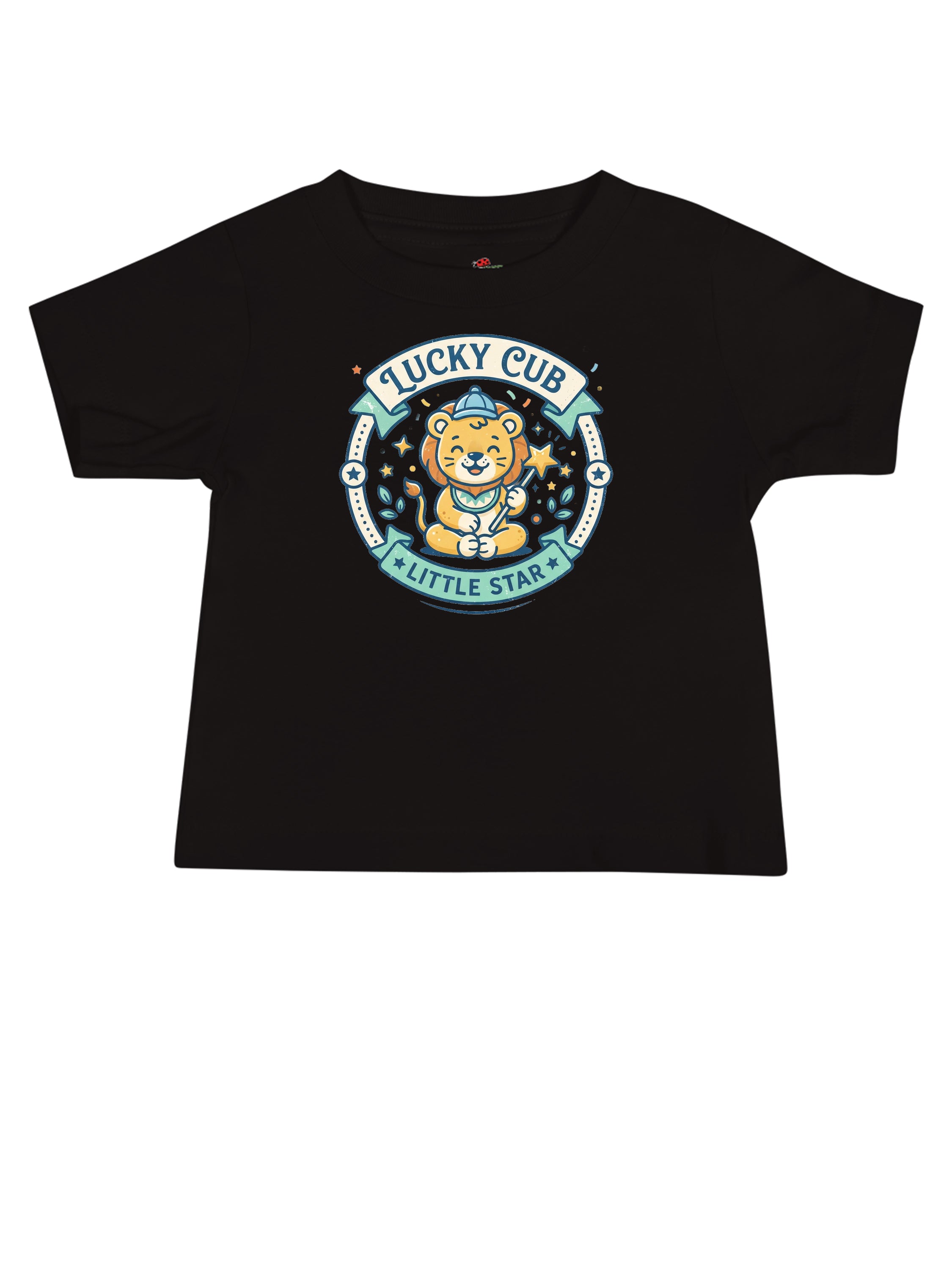 LuckeLadybug vintage graphic tee shirt featuring a tiger and 'Lucky Cub Little Star' design in black