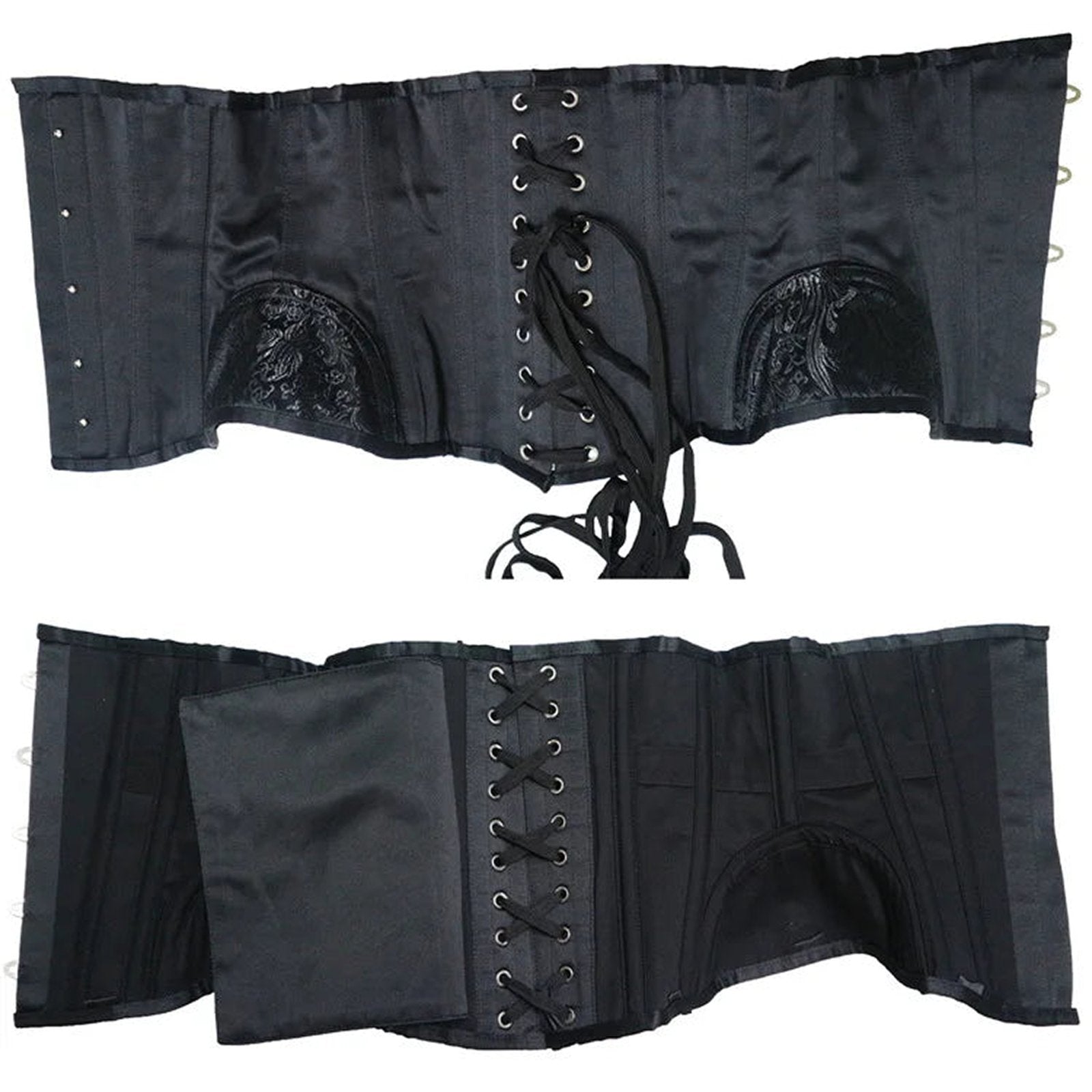Black waist slimming underbust corset with lace-up design for a perfect fit
