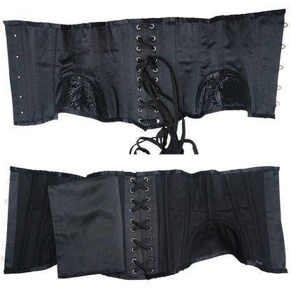 Black waist slimming underbust corset with lace-up design for a perfect fit