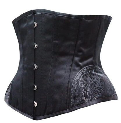 Black LuckeLadybug waist slimming underbust corset with detailed design and adjustable front closures