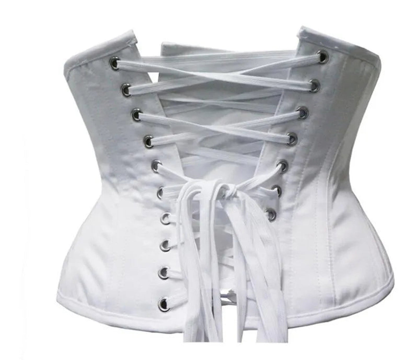 White waist slimming underbust corset with lace-up design for an hourglass figure