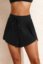 LuckeLadybug LLC Black Boardshorts with Drawstring Waist and Stylish High-Cut Design for Comfort