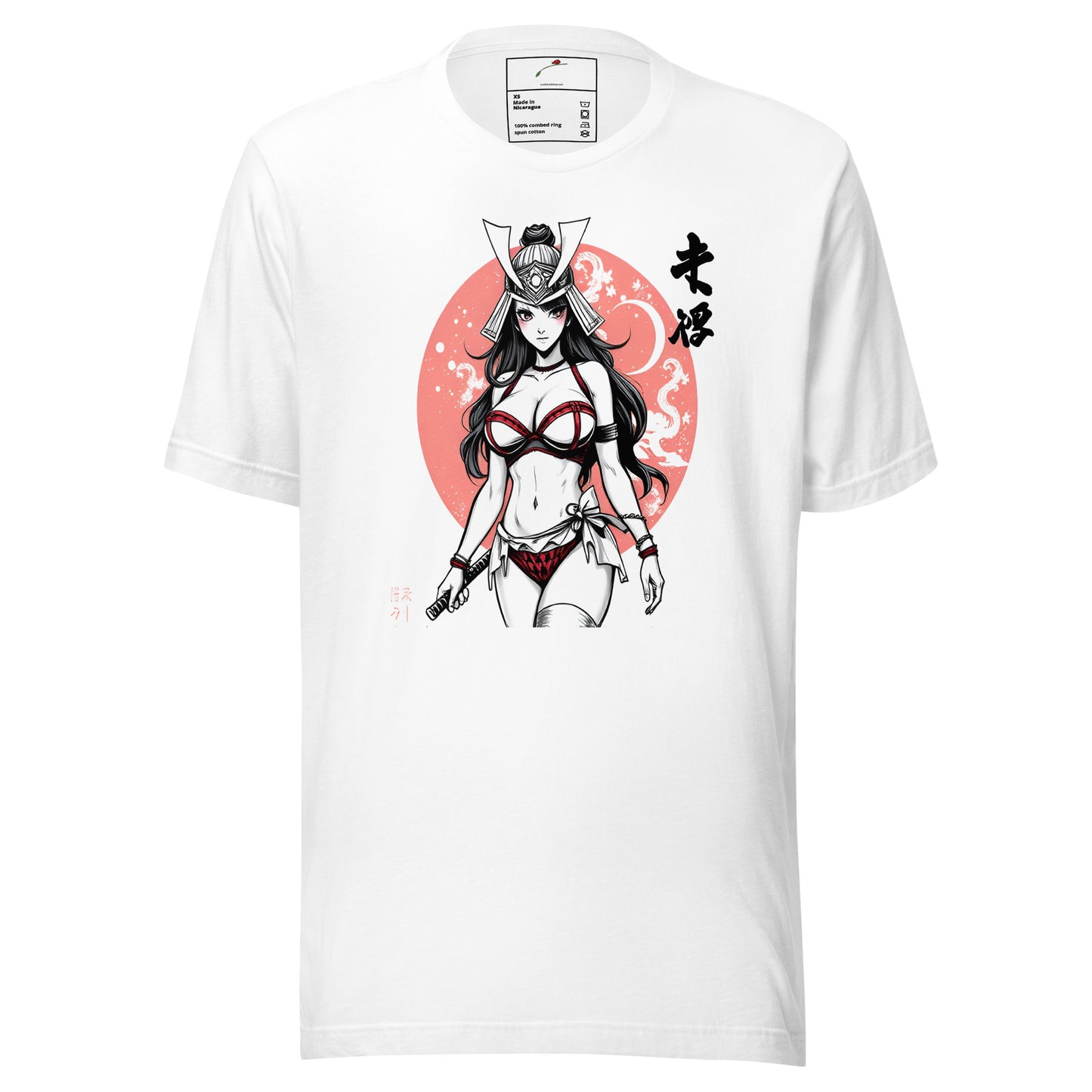 White luckeladybug T Shirt featuring Warrior Spirit Samurai Graphic Tee with anime style samurai woman