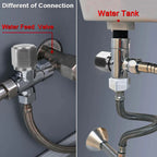 Installation diagram showing connections for LuckeLadybug bidet with water tank and water feed valve