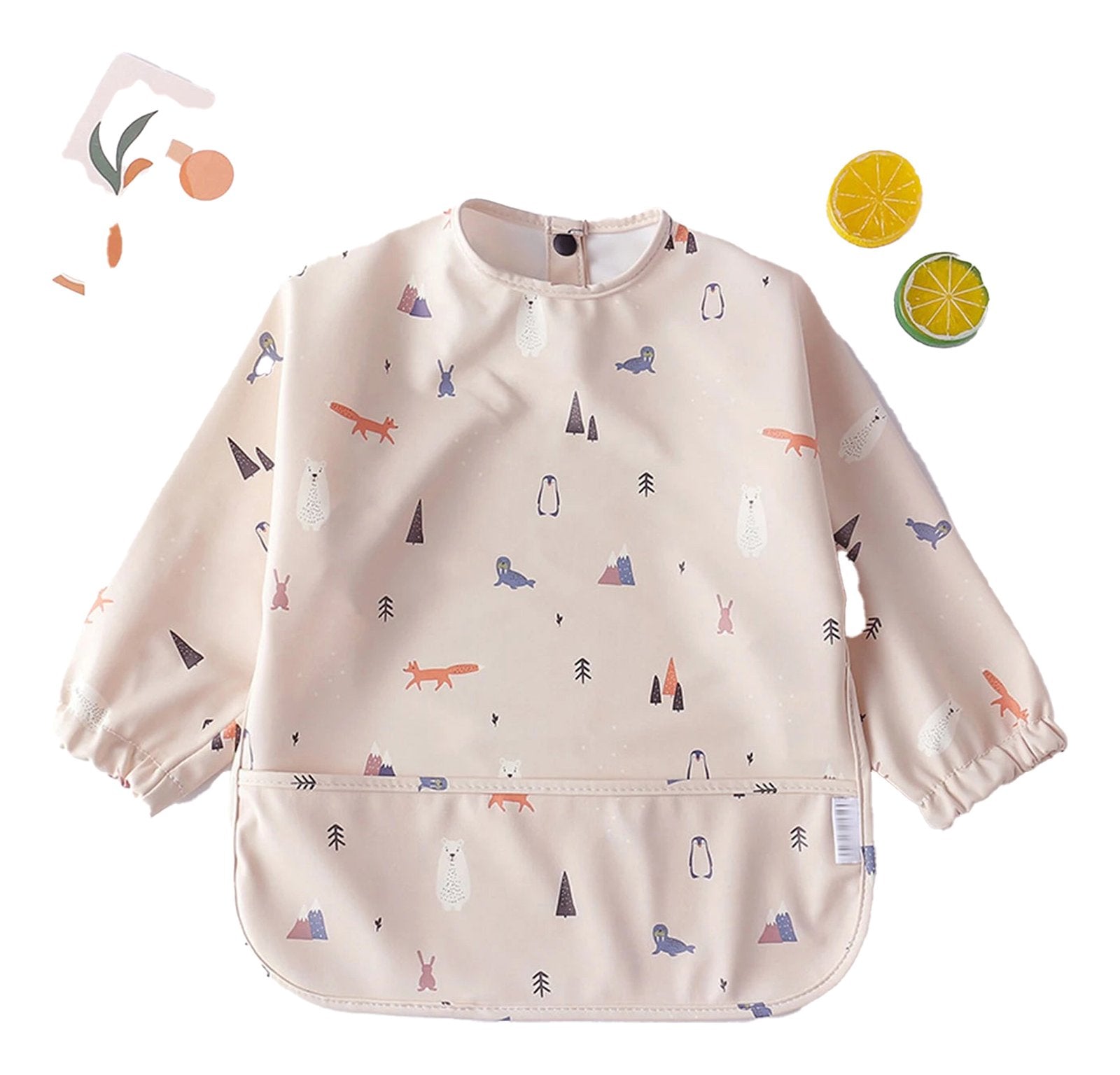 LuckeLadybug Waterproof Baby Art Smock with Cute Animal Patterns and Pocket for Mess-Free Creative Fun
