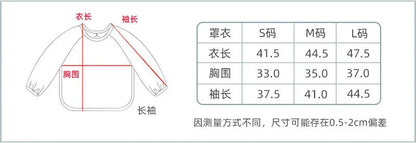 Waterproof baby art smock with long sleeves, designed for mess-free creativity and easy cleaning