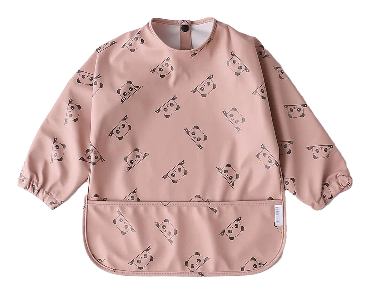 LuckeLadybug LLC pink waterproof baby art smock with cute panda design for mess-free creative play