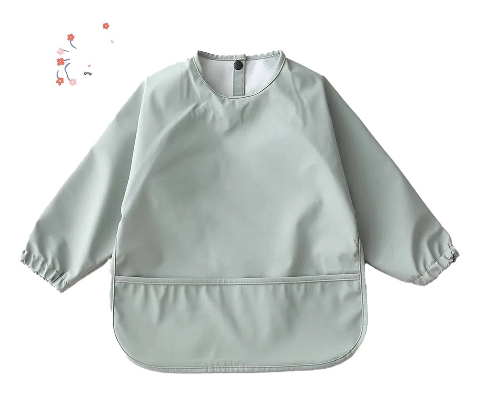 LuckeLadybug waterproof baby art smock in light green for mess-free creative activities