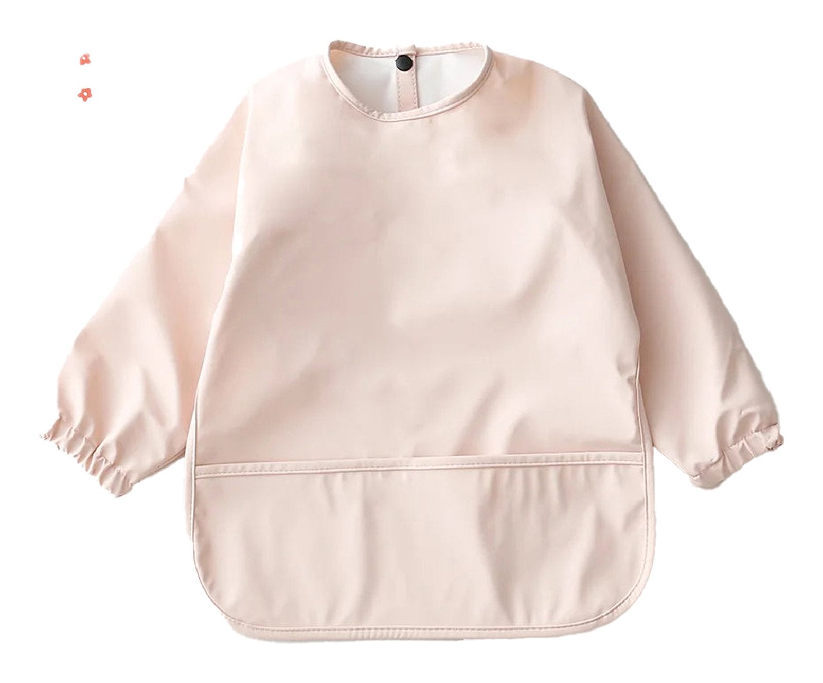 LuckeLadybug Waterproof Baby Art Smock in Soft Pink with Long Sleeves and Front Pocket