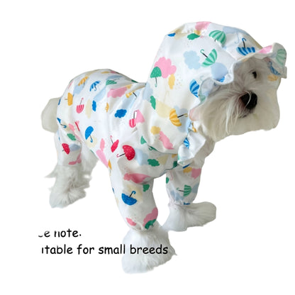 LuckeLadybug waterproof dog raincoat for small dogs in colorful umbrella pattern and ruffled hood
