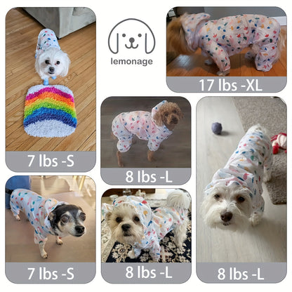 LuckeLadybug waterproof dog raincoat for small dogs in colorful patterns available in various sizes