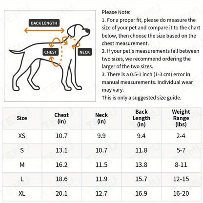 Measuring guide for the waterproof dog raincoat for small dogs by LuckeLadybug LLC