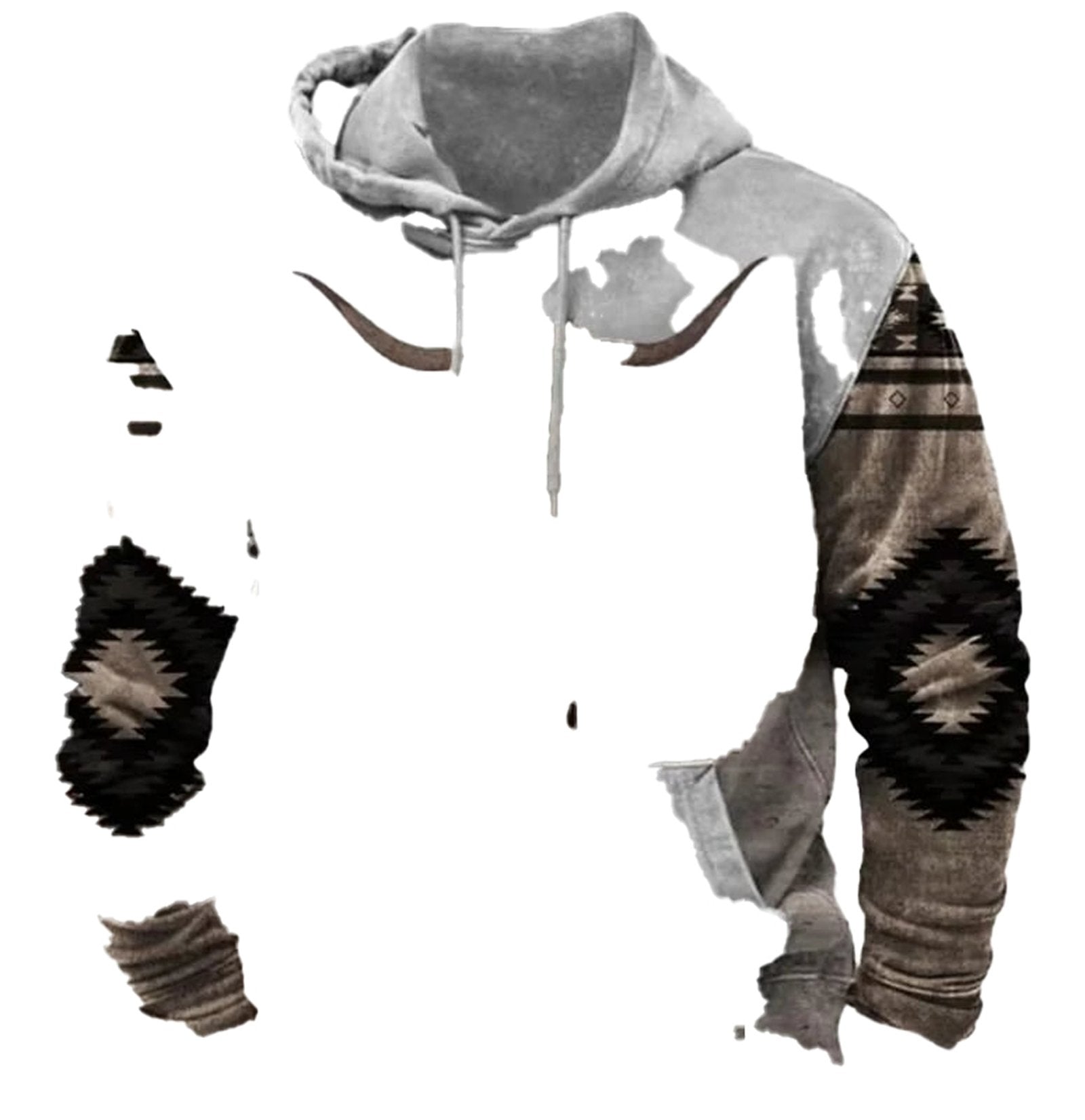 LuckeLadybug LLC western 3d print hoodie featuring a unique design with tribal patterns and a modern fit