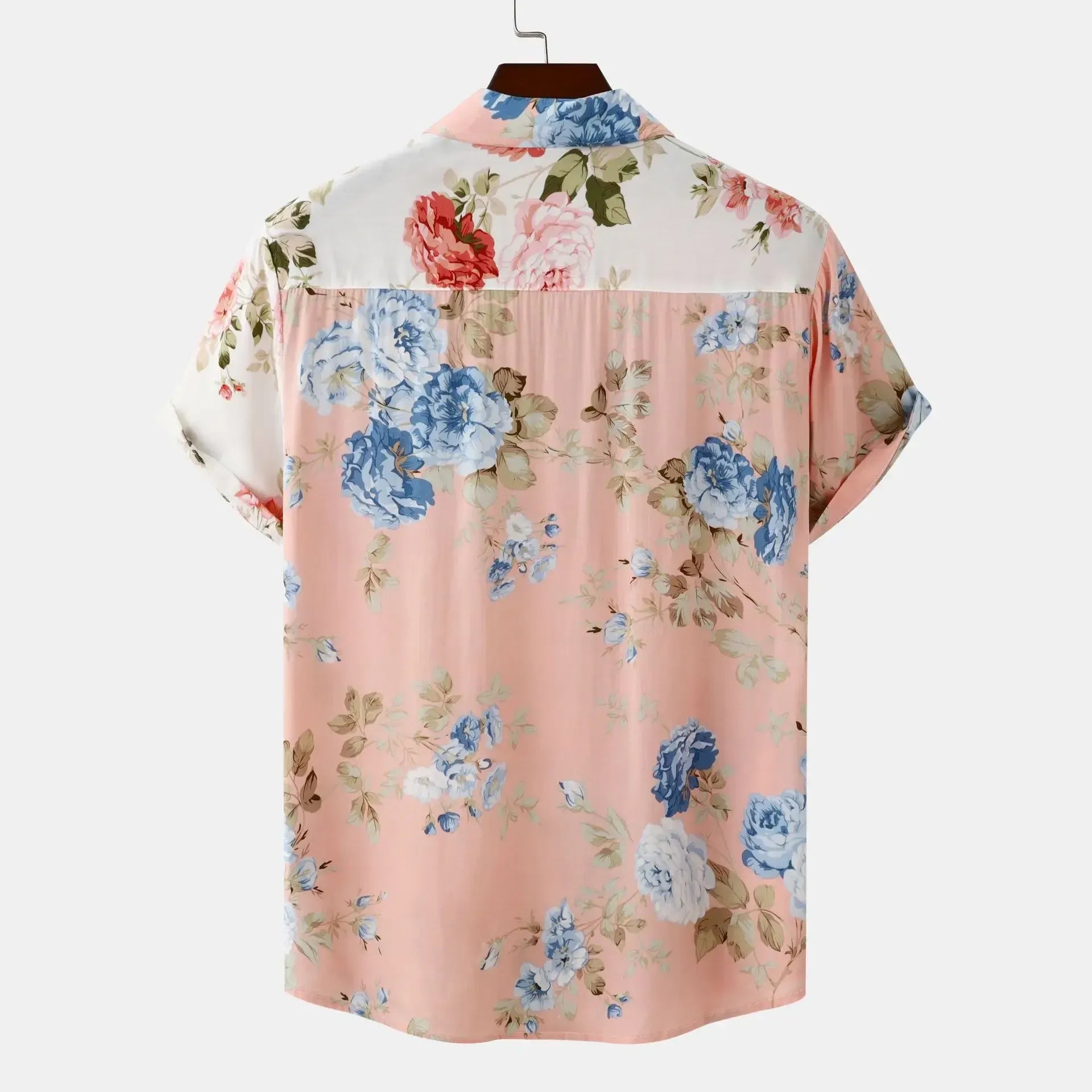LuckeLadybug floral western shirt plus size with a soft pastel pink background and vibrant flower patterns
