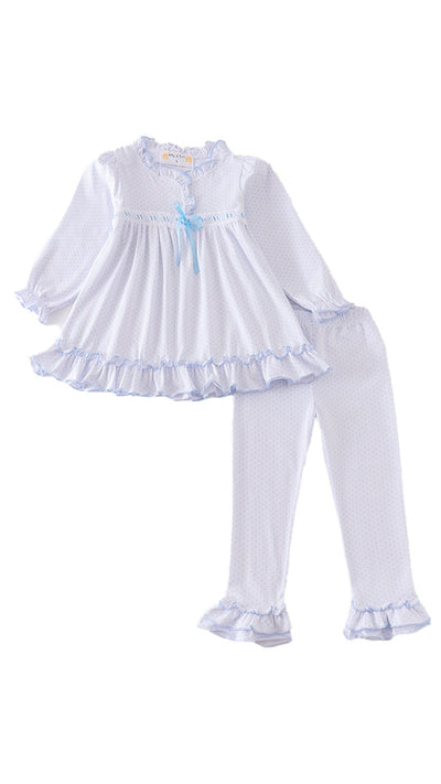 Adorable White Bow Ruffle Girl Set: Perfect Outfit For Your Little Fashionista! - LuckeLadybug LLC