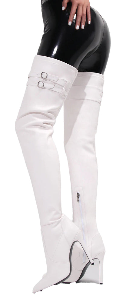White Thigh High Boots For Women