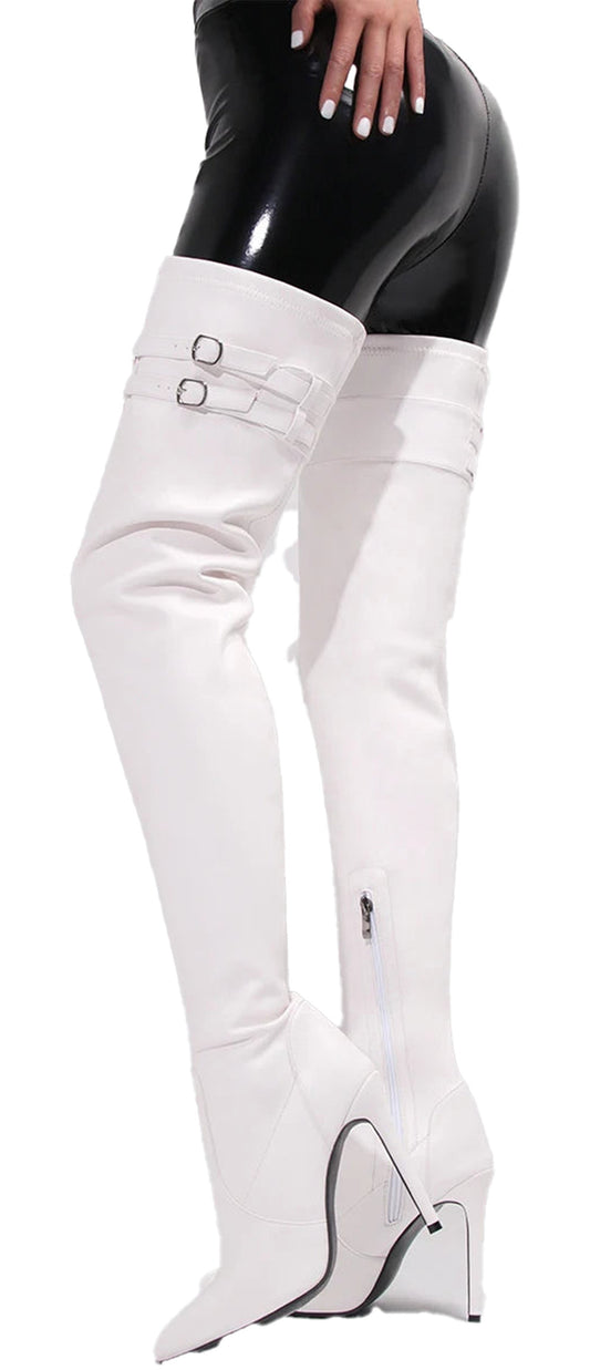 White Thigh High Boots For Women