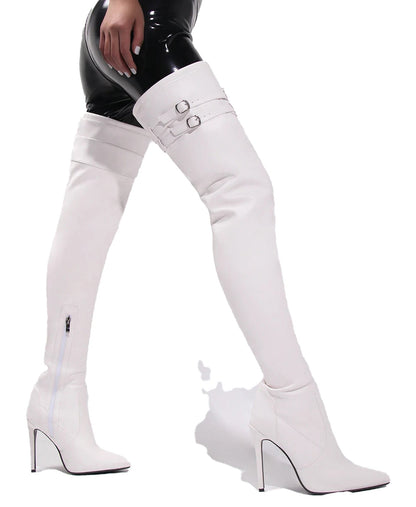 White Thigh High Boots For Women