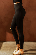 LuckeLAdybug LLC Black Leggings with a stylish design featuring a wide waistband