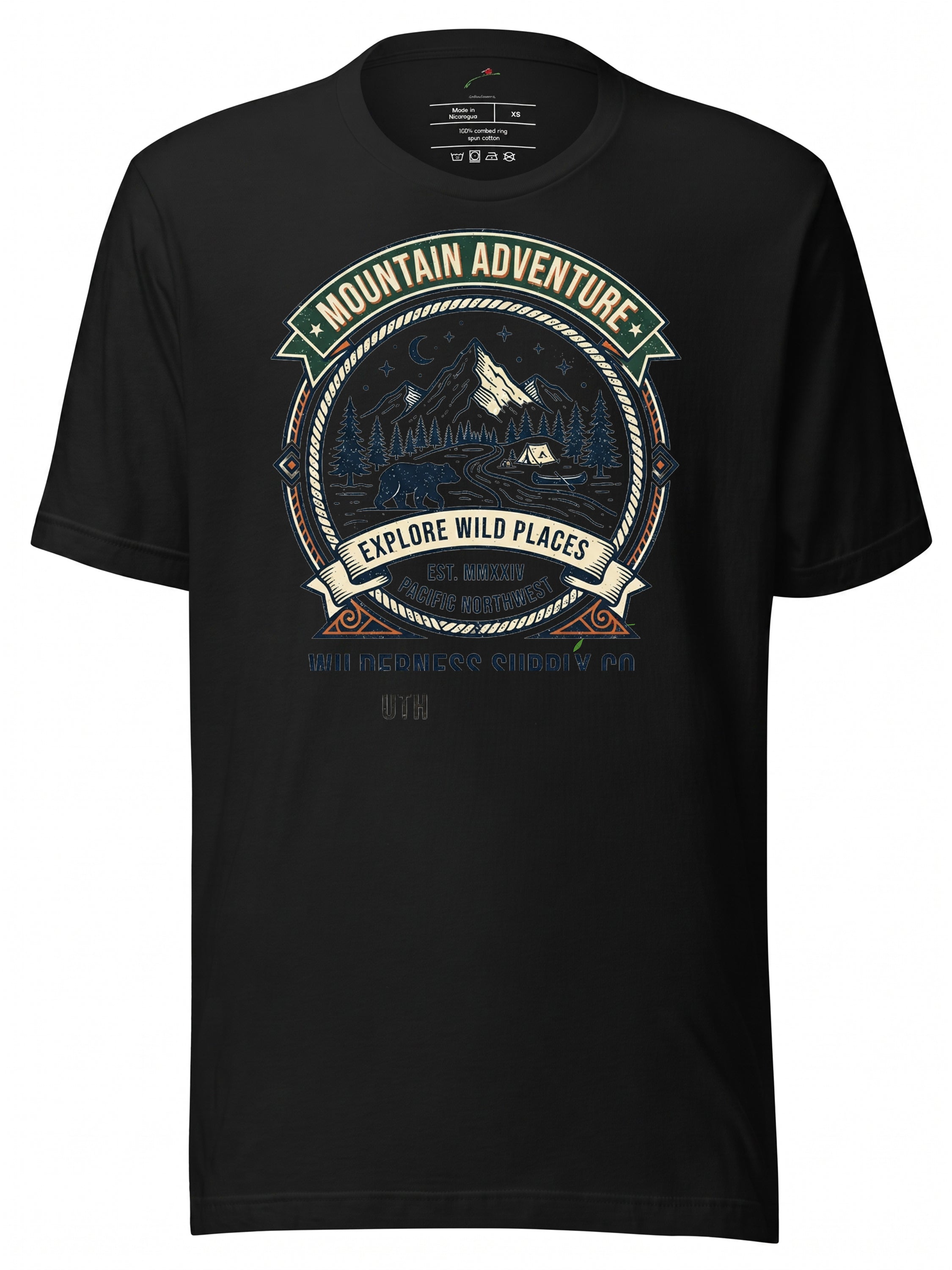 LuckeLadybug graphic tees t shirt featuring Mountain Adventure design with wilderness theme
