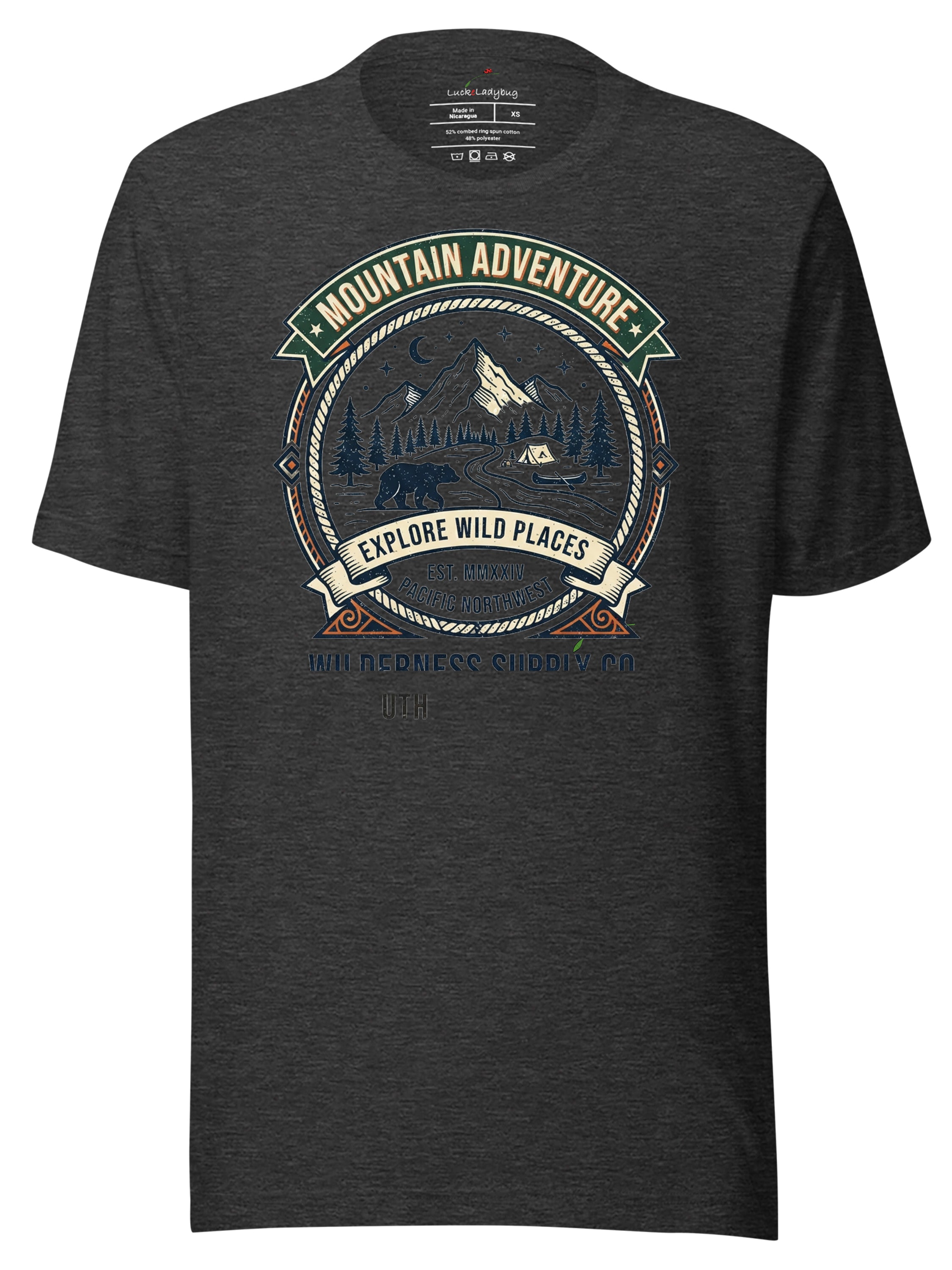 LuckeLadybug Mountain Adventure Graphic Tees T Shirt with Explore Wild Places Design