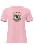 Pink LuckeLadybug graphic tees t shirt featuring a Wilderness Trek design with adventure theme