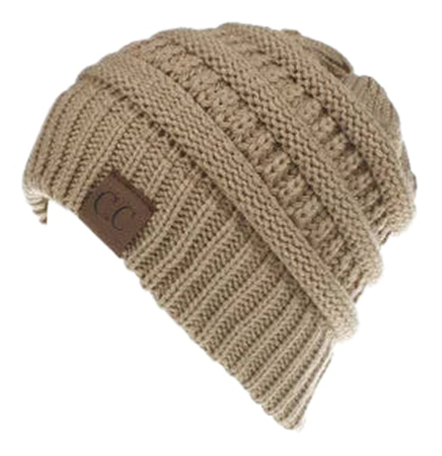 LuckeLadybug LLC winter knitted balaclava hat in beige with cozy design for cold weather
