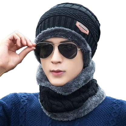 Winter knitted balaclava hat in black with a cozy lining, perfect for cold weather and outdoor activities