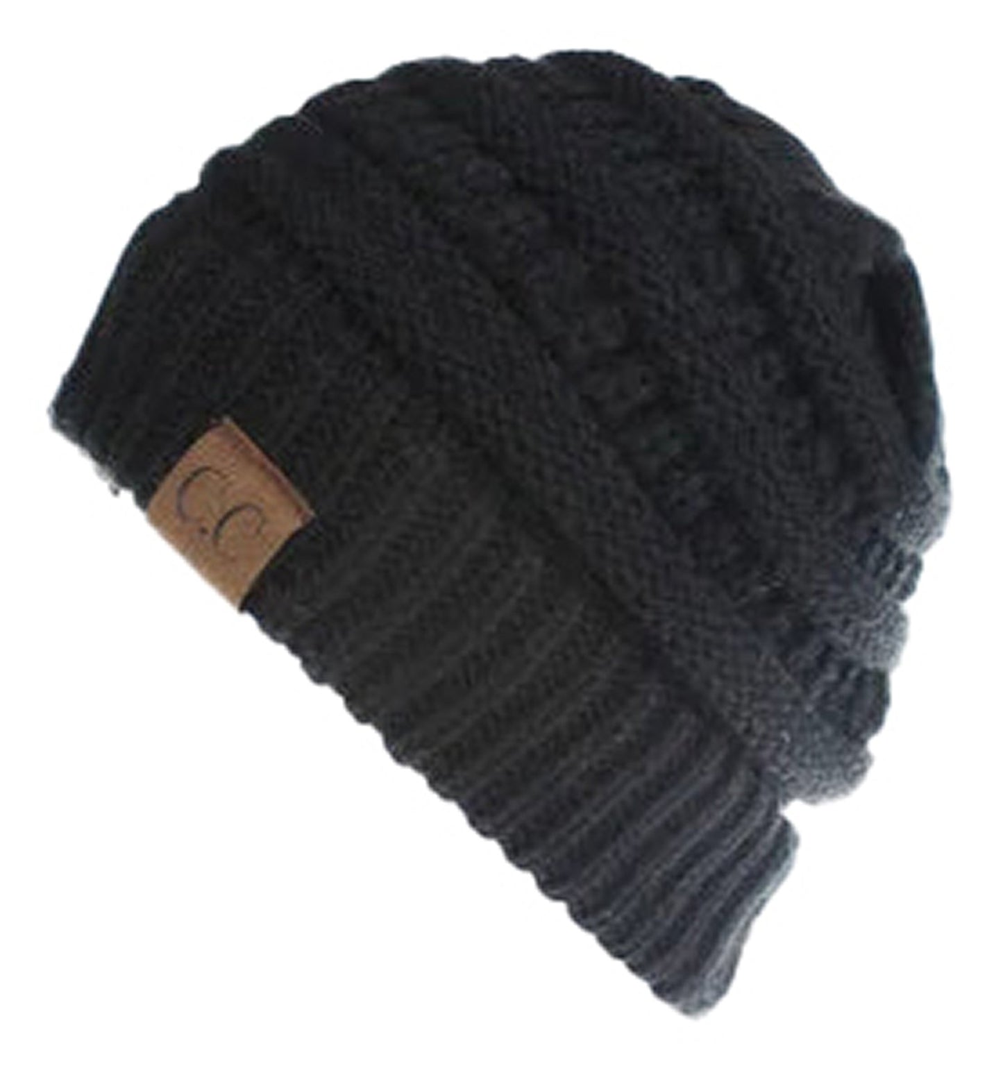 LuckeLadybug LLC winter knitted balaclava hat in black with cozy cable knit design