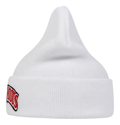 LuckeLadybug winter knitted balaclava hat in white with a classic design and logo