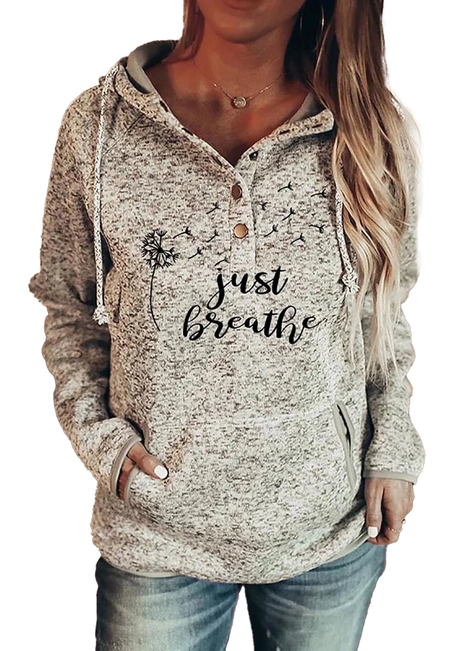 Cozy wool print hoodie for women by LuckeLadybug LLC featuring a dandelion design and a relaxed fit