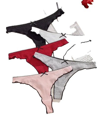 Color Options of Women's Cotton Thong Panties Set of 5