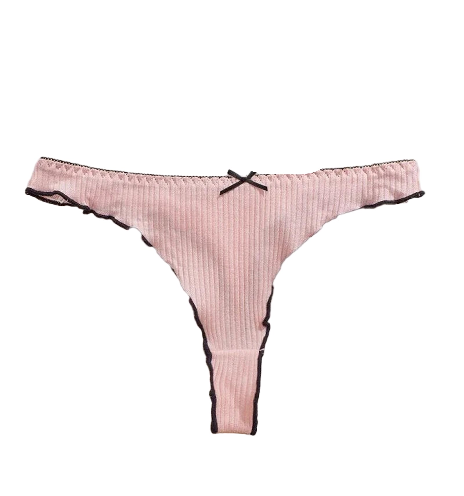 Back View of Women's Cotton Thong Panties Set of 5