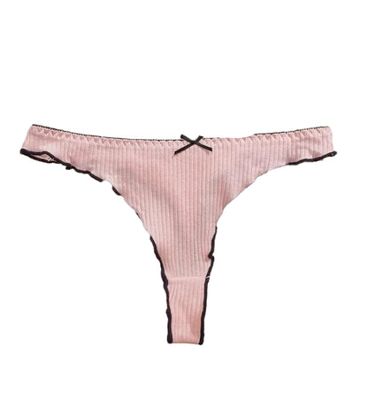 Back View of Women's Cotton Thong Panties Set of 5
