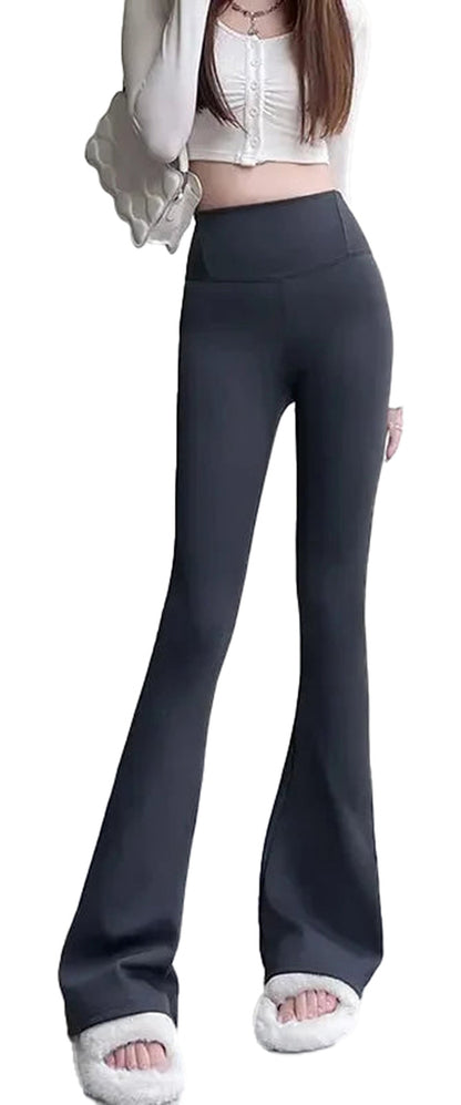 Gothic bell-bottom leggings for women in sleek black fabric, ideal for stylish outfits