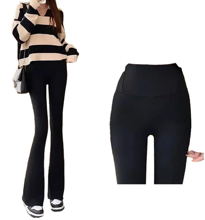 LuckeLadybug LLC Gothic bell-bottom leggings for women in black with a flattering fit and stylish design