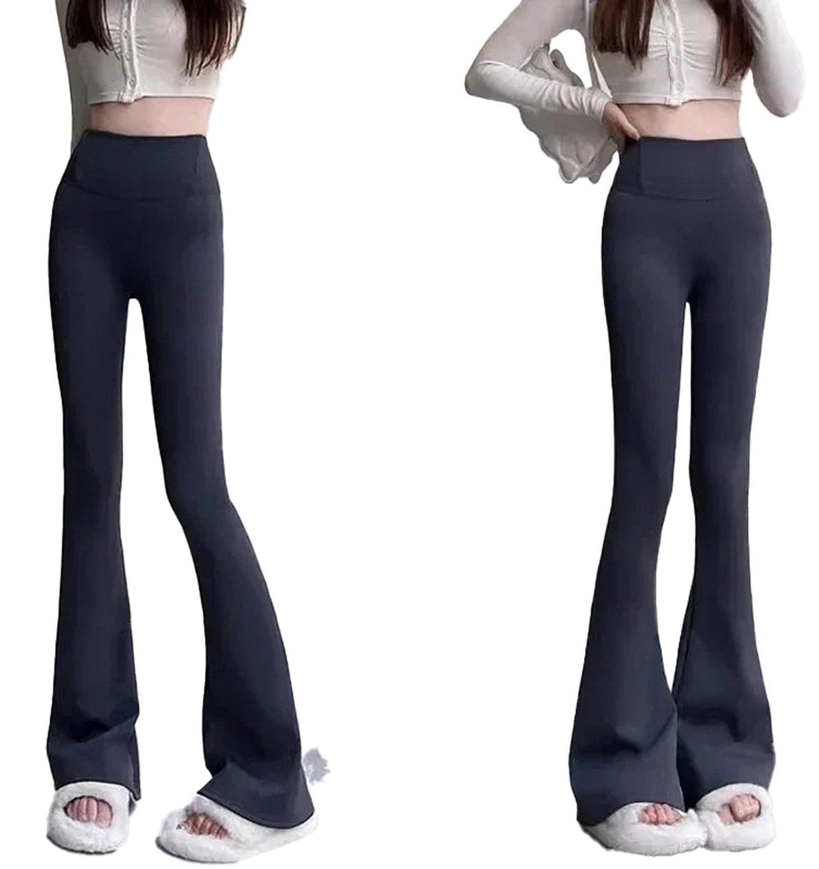 Gothic bell-bottom leggings for women in dark gray with a stylish fit and modern design