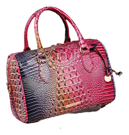 LuckeLadybug LLC Large Capacity Satchel Bag for Women in a Colorful Crocodile Pattern