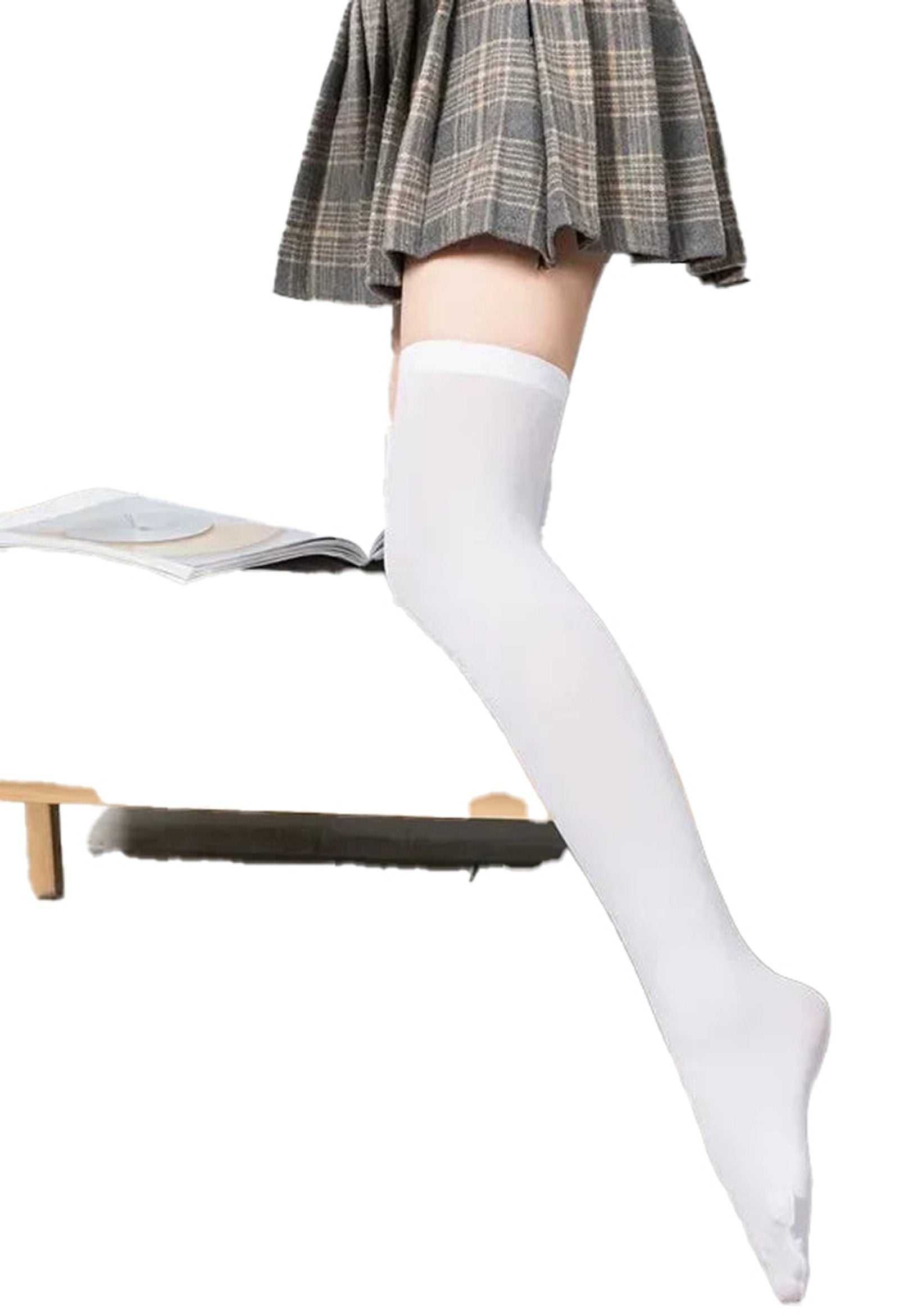 LuckeLadybug LLC Women's Over the Knee Socks in White for Stylish and Comfortable Fashion