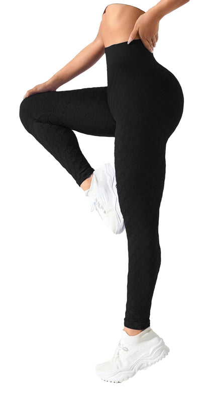 LuckeLadybug LLC Seamless Scrunch Leggings for Women in Black, Perfect for Fitness and Casual Wear
