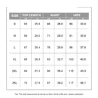 Size chart for LuckeLadybug LLC strapless bodycon dress for women with measurements for multiple sizes