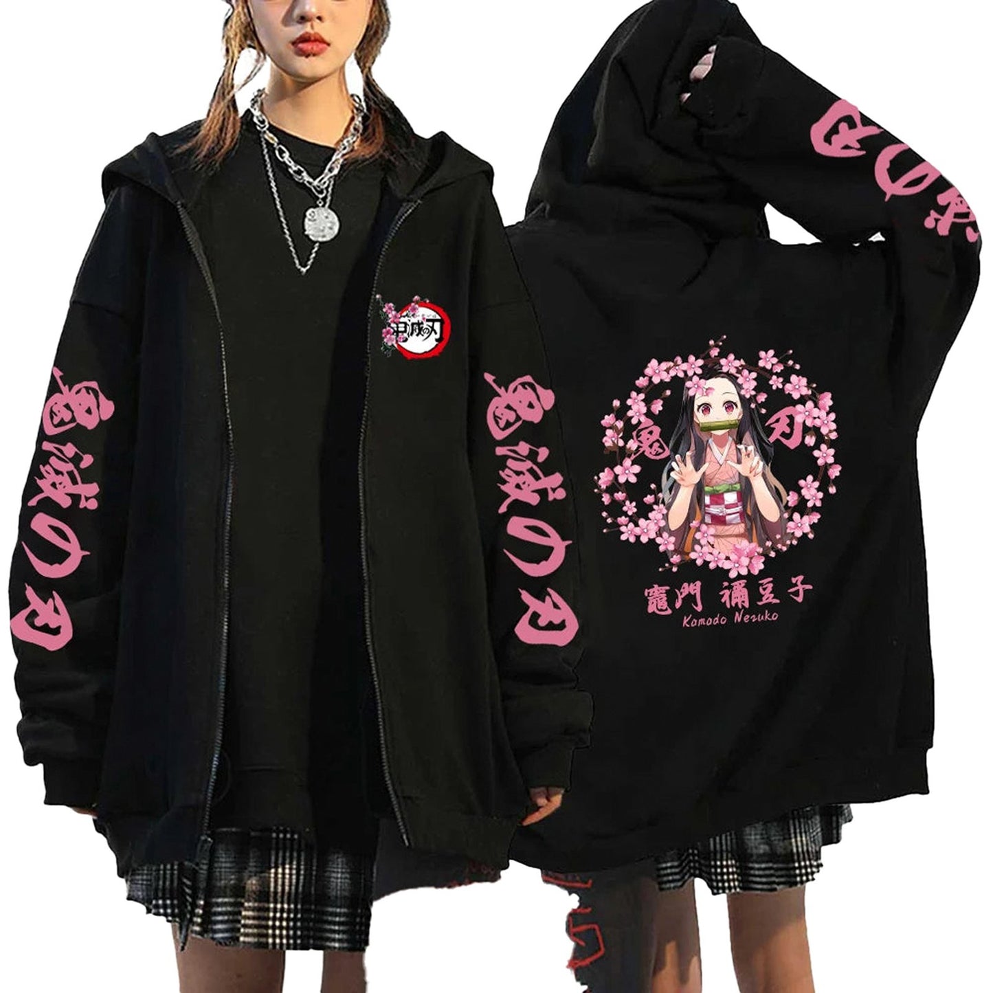Womens anime hoodie demon slayer featuring striking character designs and oversized fit for comfort