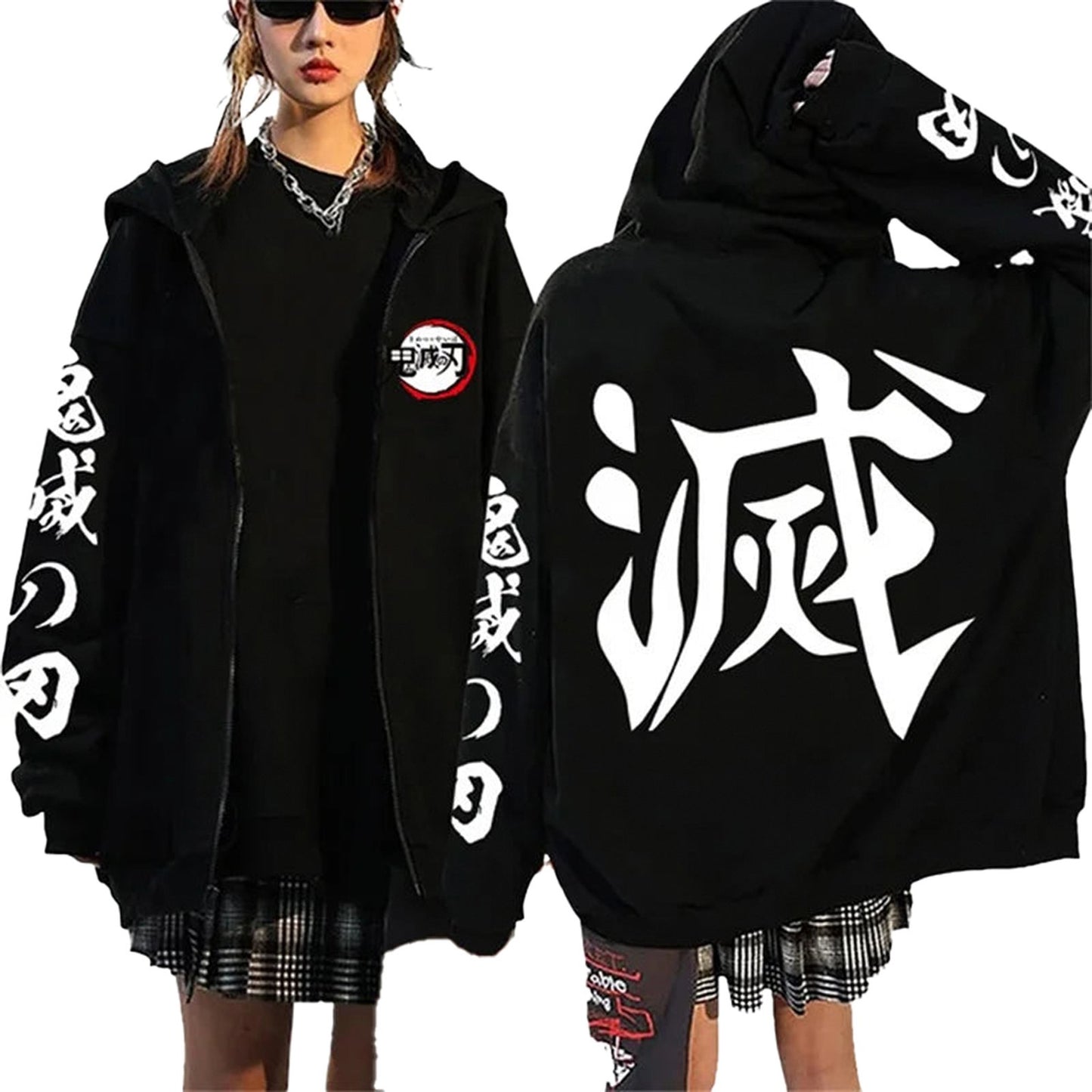 Womens anime hoodie demon slayer with graphic print and oversized fit for fans of the series