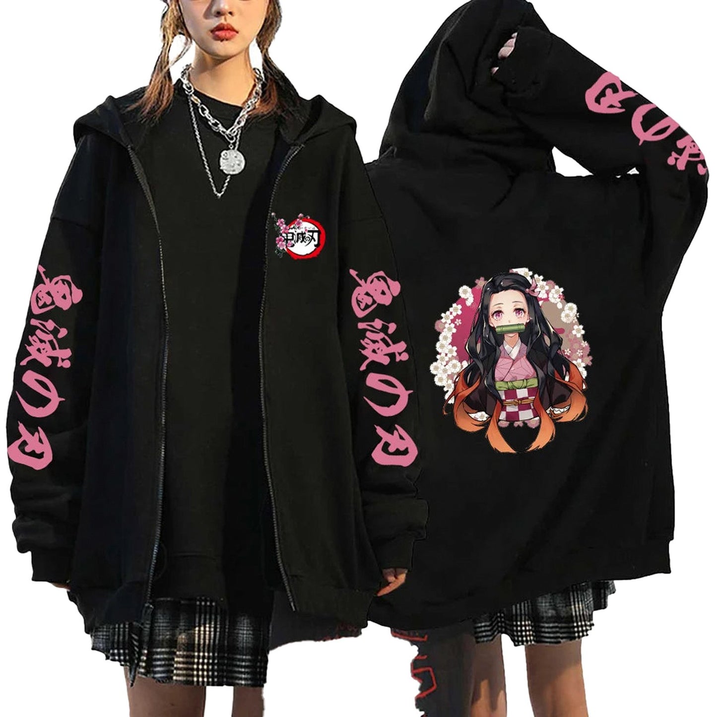 Womens anime hoodie demon slayer featuring vibrant graphics and cozy design for fans