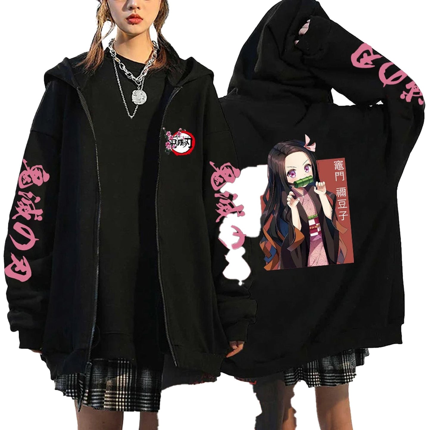 Womens anime hoodie Demon Slayer featuring stylish graphics and a relaxed fit for fans of the series