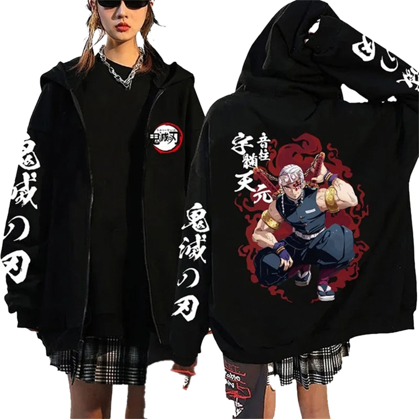 Womens anime hoodie demon slayer with graphic print and oversized design for fans of the series