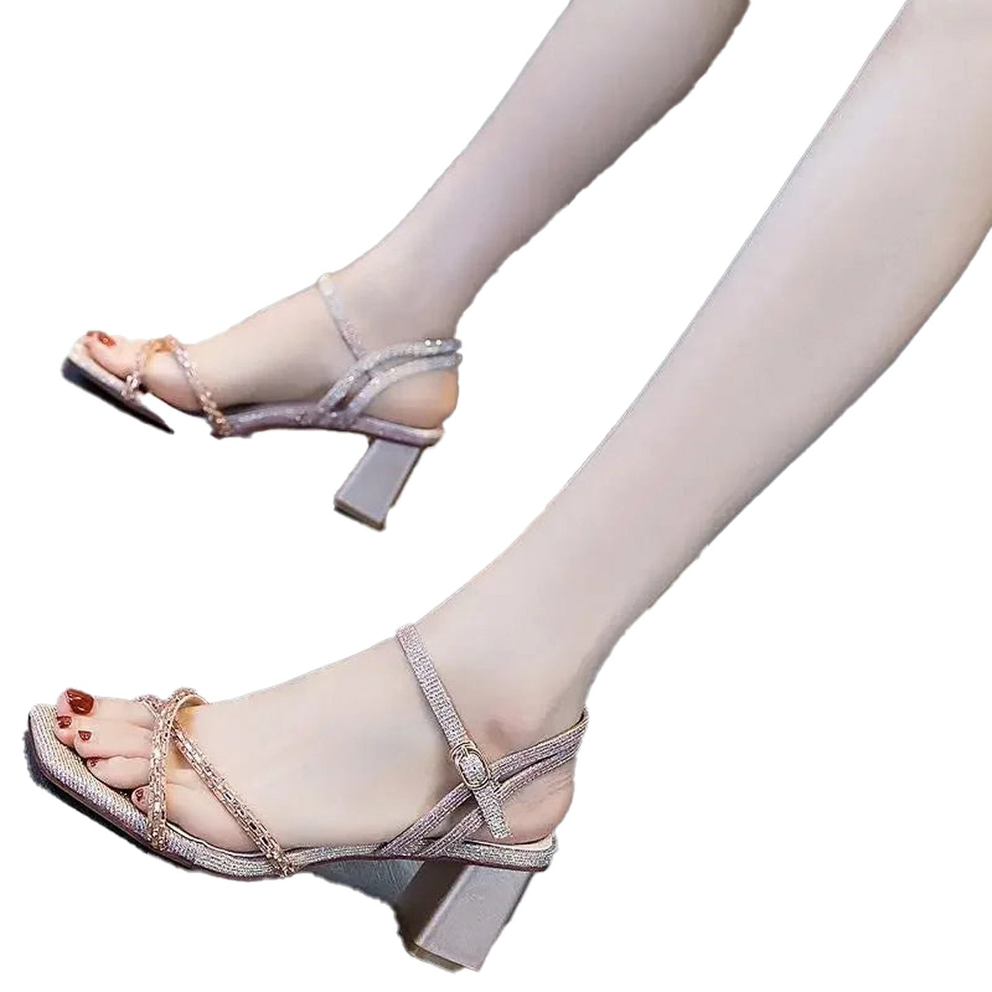 LuckeLadybug women's block heel open toe sandals featuring a chic design and elegant straps