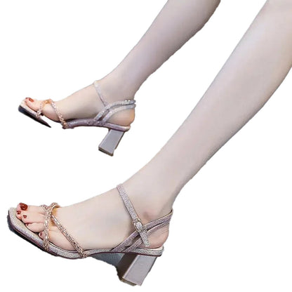 LuckeLadybug women's block heel open toe sandals featuring a chic design and elegant straps